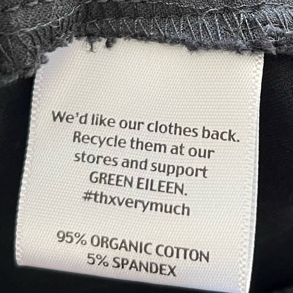 EILEEN FISHER ORGANIC COTTON BLACK PANTS W/ SIDE STRIP DETAIL SIZE LARGE CHIC - Picture 4 of 9